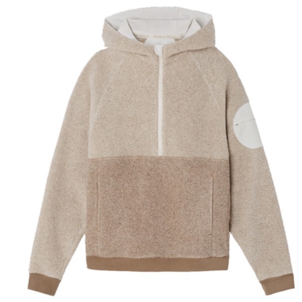 Outdoor Voices Megafleece 1/2 zip hoodie, oatmeal, size small